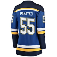 Maillot de joueur Breakaway Fanatics Colton Parayko bleu St. Louis Blues pour femmes