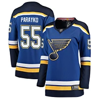 Maillot de joueur Breakaway Fanatics Colton Parayko bleu St. Louis Blues pour femmes