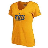 T-shirt à col en V avec logo secondaire Fanatics Gold St. Louis Blues Authentic Pro pour femmes