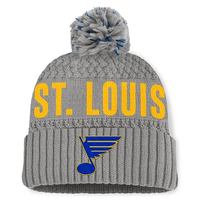 Women's Fanatics  Gray St. Louis Blues Heritage Tilly Cuffed Knit Hat with Pom