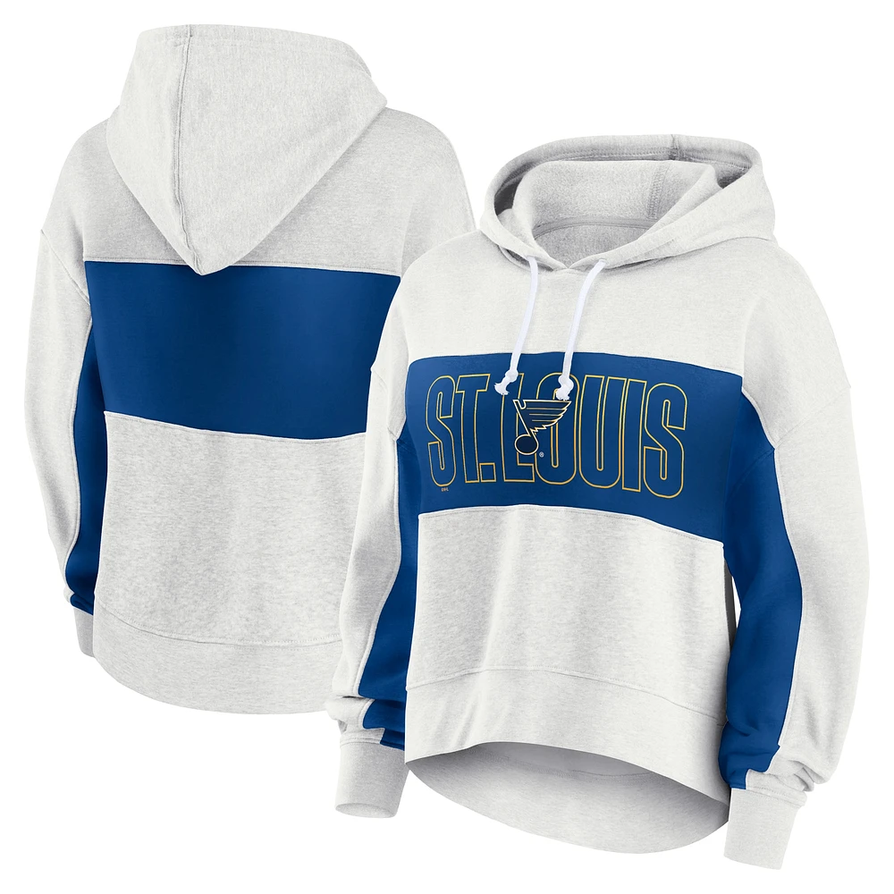 Women's Fanatics Heather Gray St. Louis Blues Fleece Up For It Pullover Hoodie