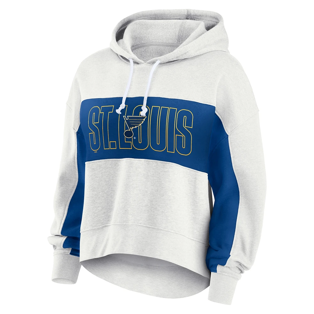 Women's Fanatics Heather Gray St. Louis Blues Fleece Up For It Pullover Hoodie