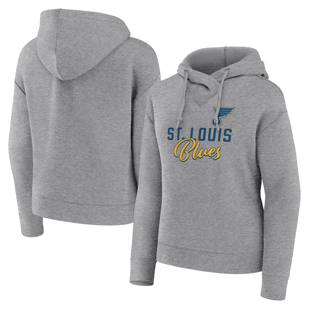 Sweat à capuche Fanatics Heather Grey St. Louis Blues Script Favourite pour femmes