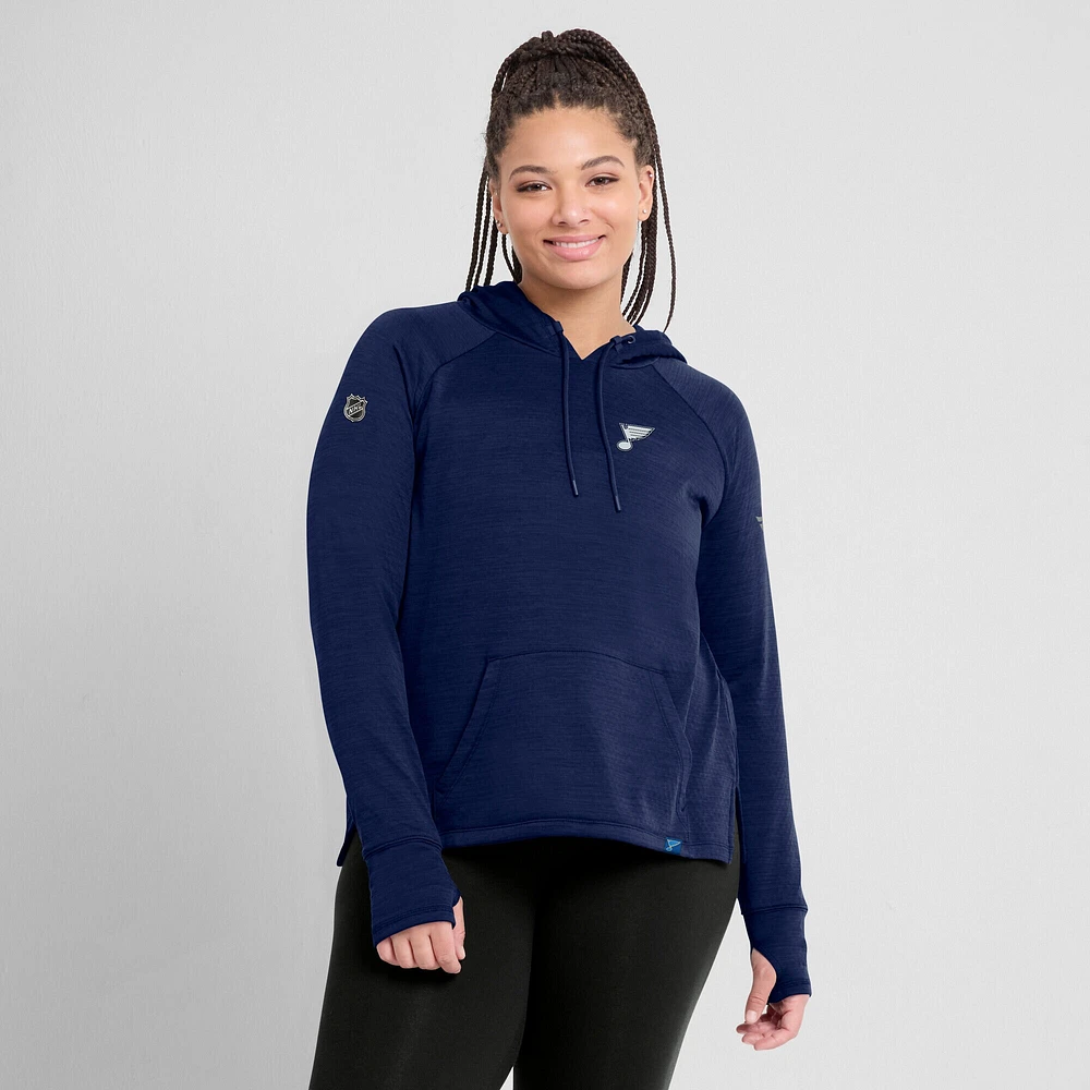 Sweat à capuche Fanatics Heather Navy St. Louis Blues Authentic Pro pour femmes