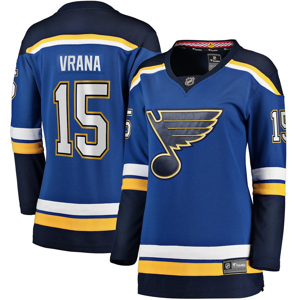 Maillot Fanatics Jakub Vrana St. Louis Blues Home Breakaway pour femmes, bleu