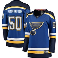 Fanatics Jordan Binnington pour femmes, bleu, maillot de joueur échappé à domicile des Blues St. Louis