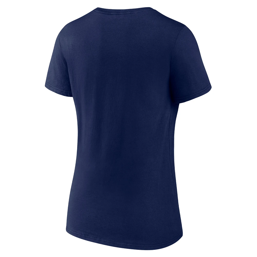 T-shirt à col en V pour femme Fanatics Blues de St. Louis Authentic Pro Core bleu marine