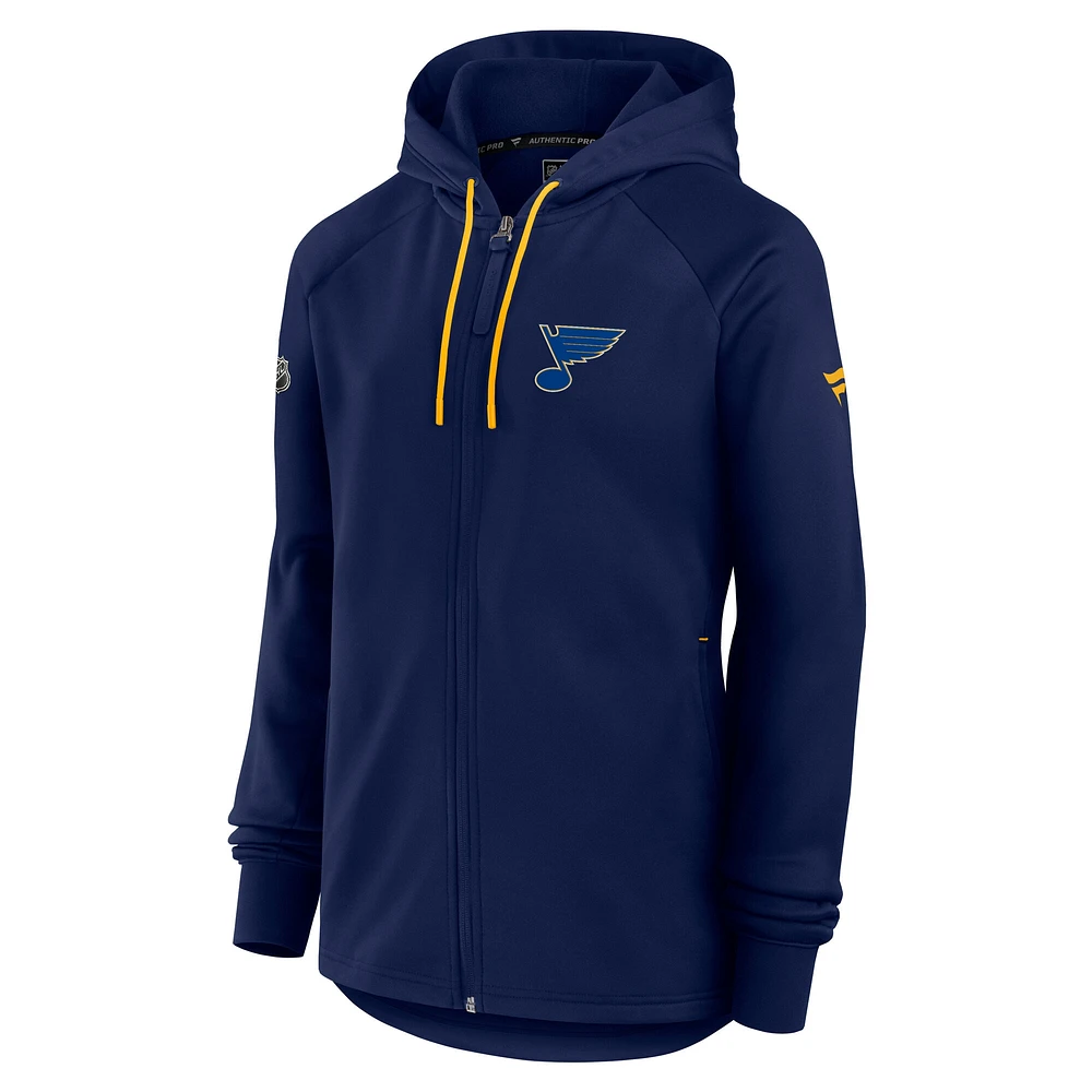 Women's Fanatics  Navy St. Louis Blues Authentic Pro Rink Fleece Full-Zip Jacket