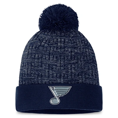 Women's Fanatics  Navy St. Louis Blues Authentic Pro Road Cuffed Knit Hat with Pom