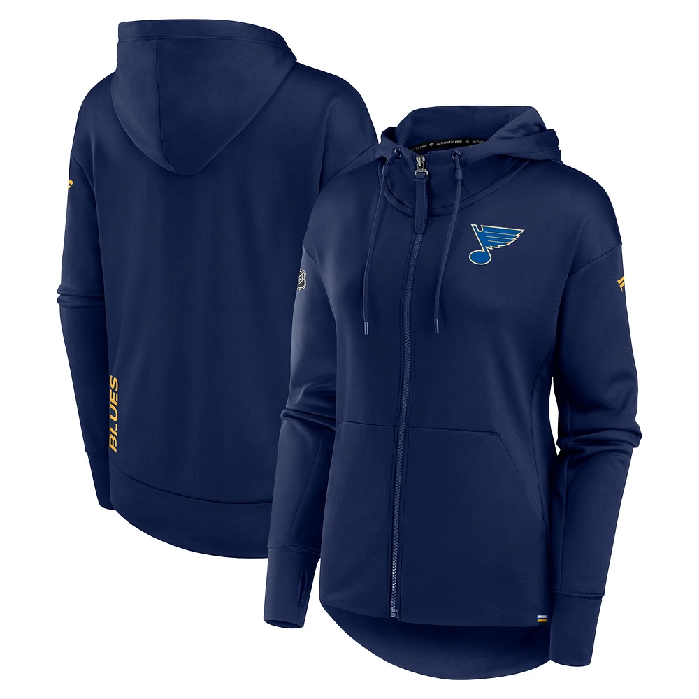 Women's Fanatics  Navy St. Louis Blues Authentic Pro Scuba Full-Zip Hoodie