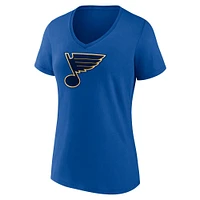 T-shirt à col en V de l'équipe avec logo principal des Royal St. Louis Blues marque Fanatics pour femmes