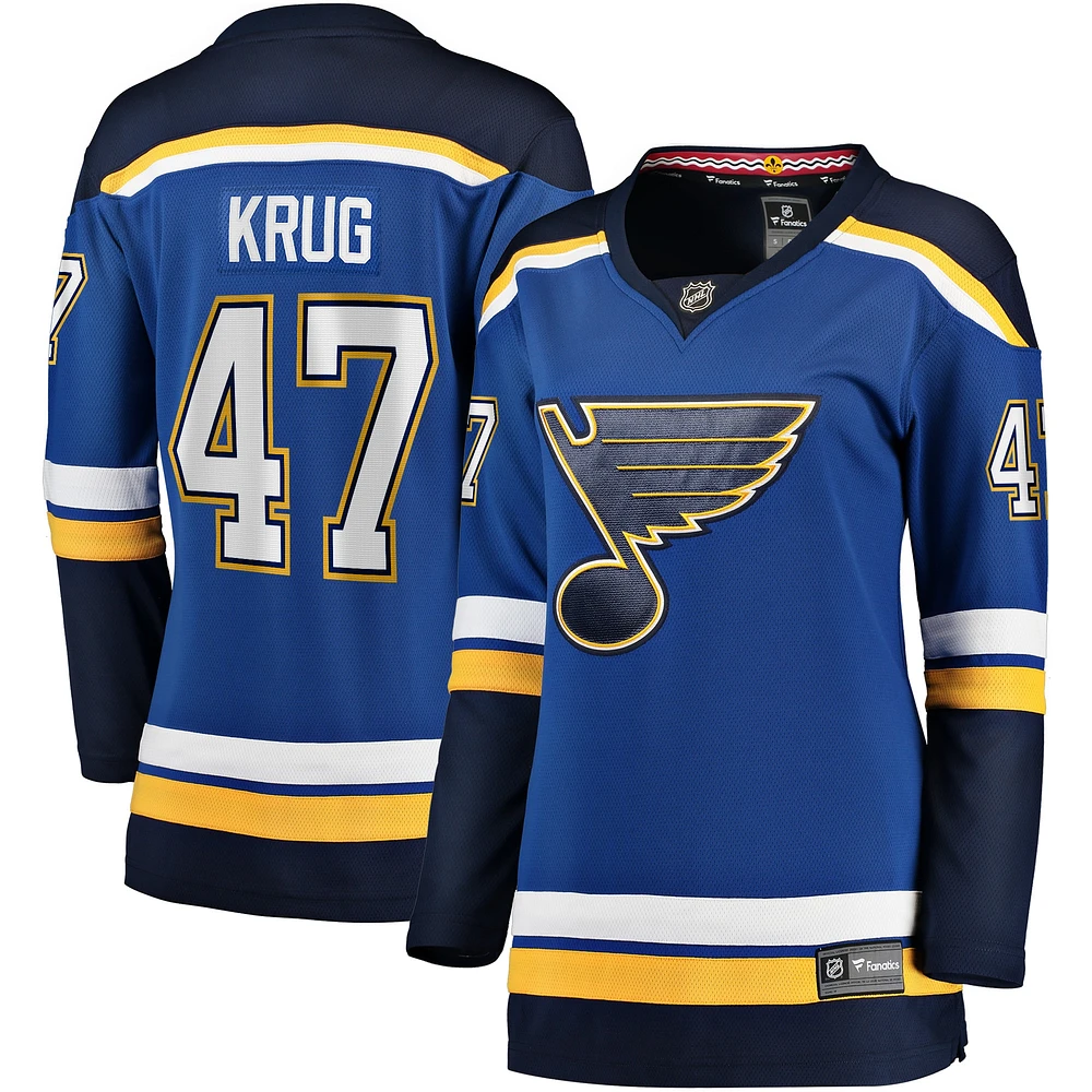 Maillot de joueur bleu St. Louis Blues Breakaway Fanatics Torey Krug pour femmes