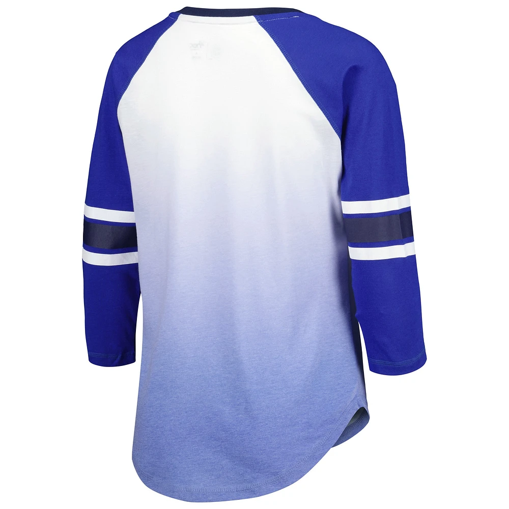 T-shirt bleu à manches 3/4 et col en V G-III 4Her de Carl Banks pour femmes, St. Louis Blues Lead Off Tri-Blend Raglan