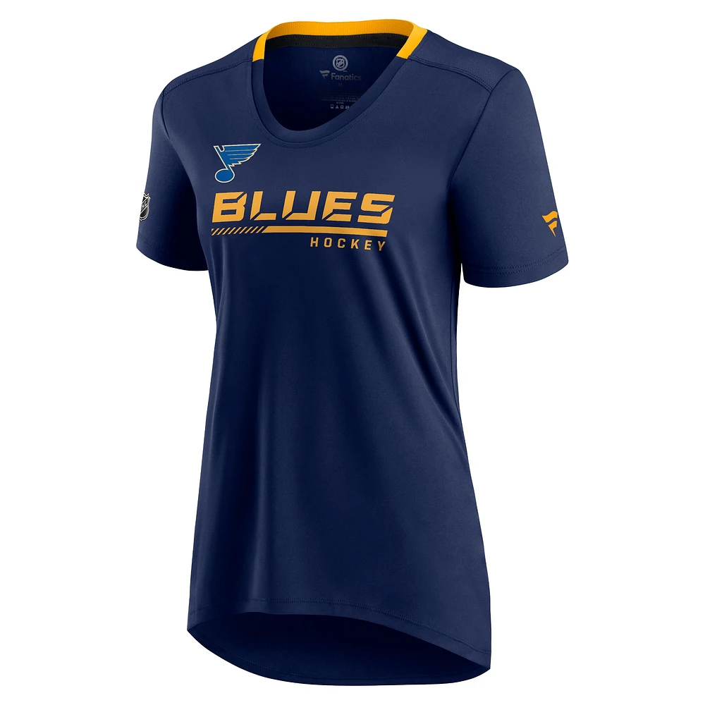 T-shirt bleu marine authentique pour femme des Blues de St. Louis Pro Locker Room