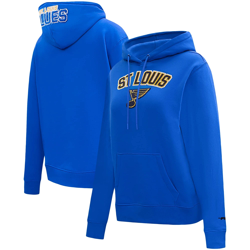 Sweat à capuche en chenille classique Pro Standard bleu St. Louis Blues pour femmes