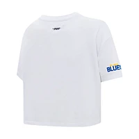 Women's Pro Standard White St. Louis Blues Boxy Script Tail Cropped T-Shirt