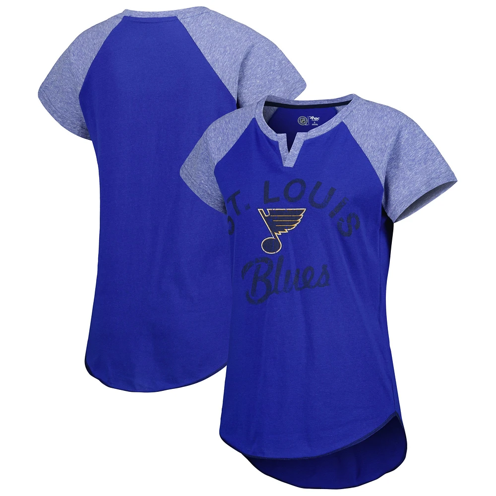 Women's Starter Blue St. Louis Blues Grand Slam Raglan Notch Neck T-Shirt