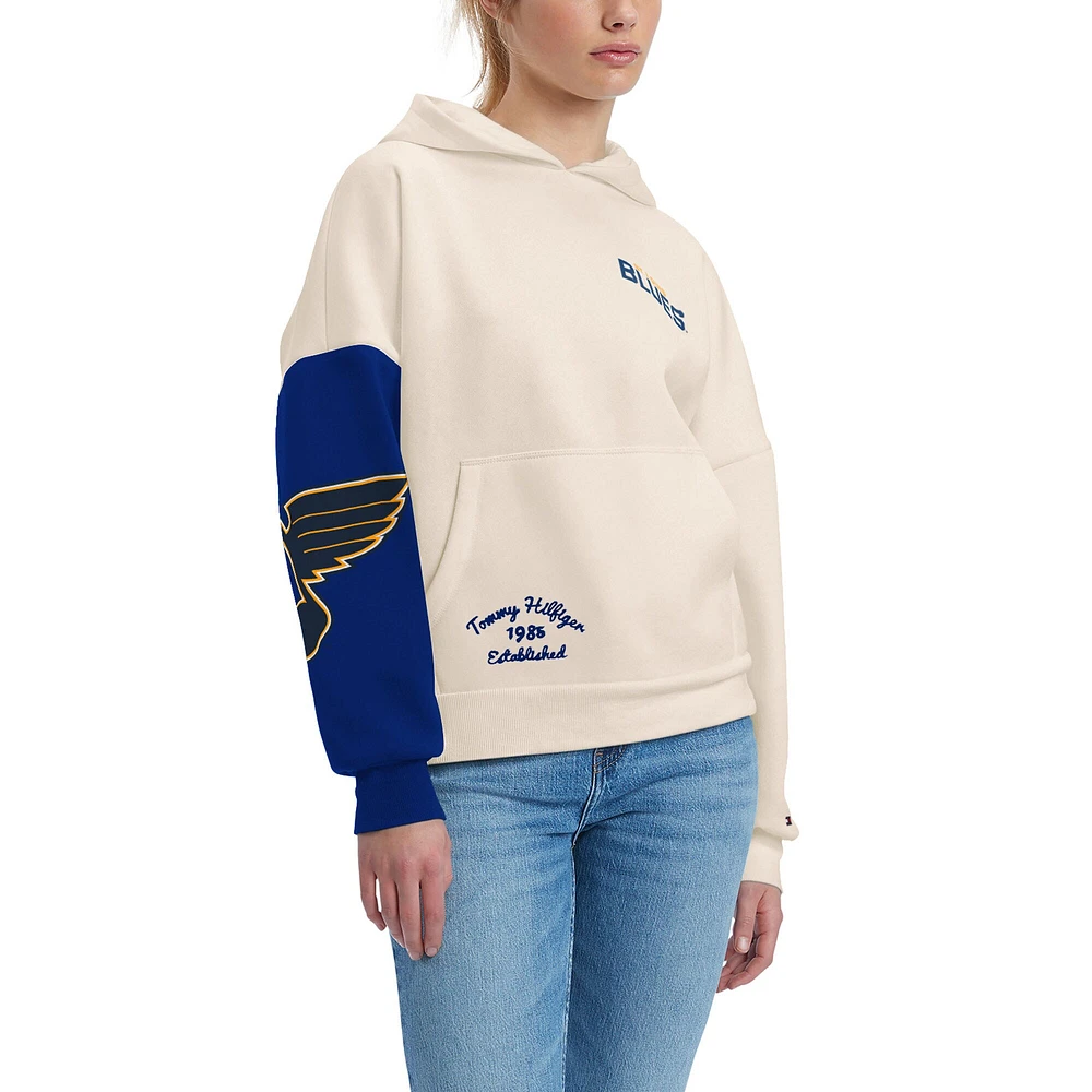 Sweat à capuche Tommy Hilfiger crème/bleu St. Louis Blues Harriet pour femme