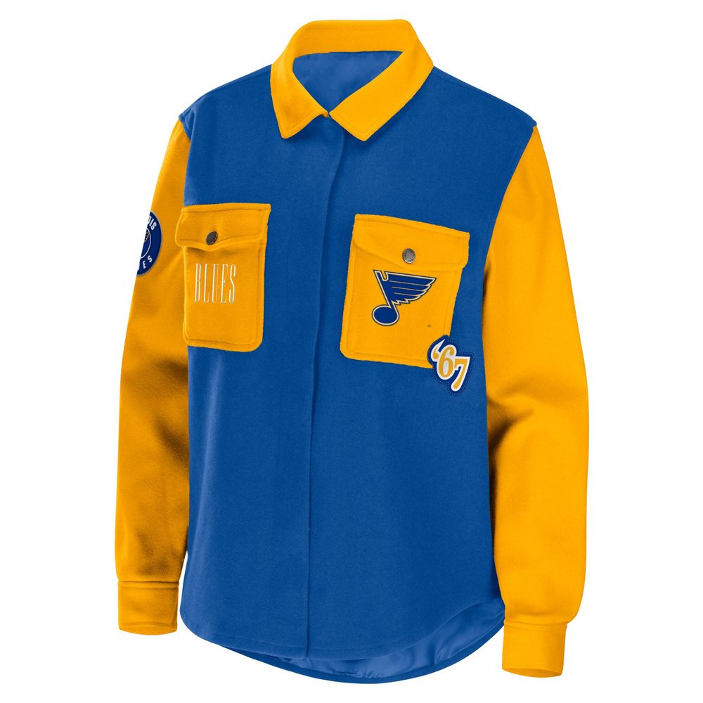 Women's WEAR by Erin Andrews Blue/Gold St. Louis Blues Colorblock Button-Up Shirt Jacket