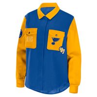 Women's WEAR by Erin Andrews Blue/Gold St. Louis Blues Colorblock Button-Up Shirt Jacket