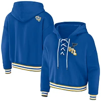 Women's WEAR by Erin Andrews Blue St. Louis Blues Lace-Up Pullover Hoodie