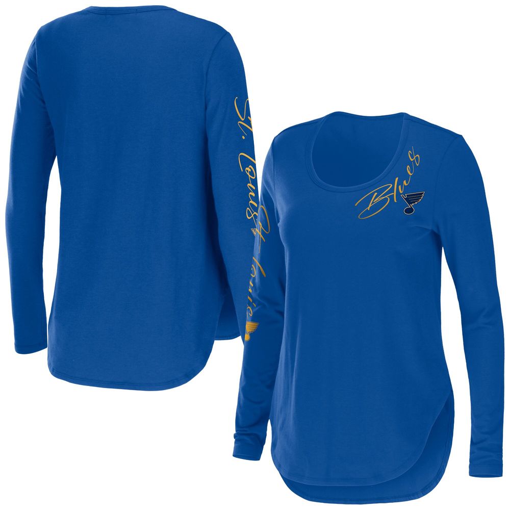 Women's WEAR by Erin Andrews Blue St. Louis Blues Team Scoop Neck Long  Sleeve T-Shirt