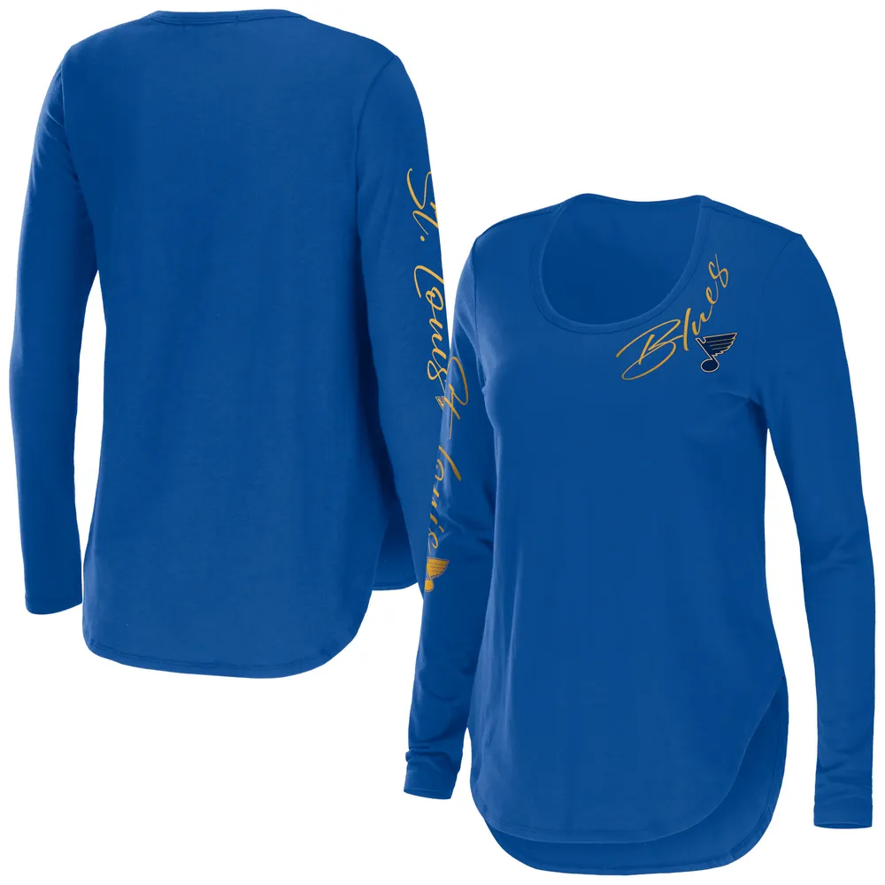 Women's St. Louis Blues WEAR by Erin Andrews White Celebration Cropped Long  Sleeve T-Shirt
