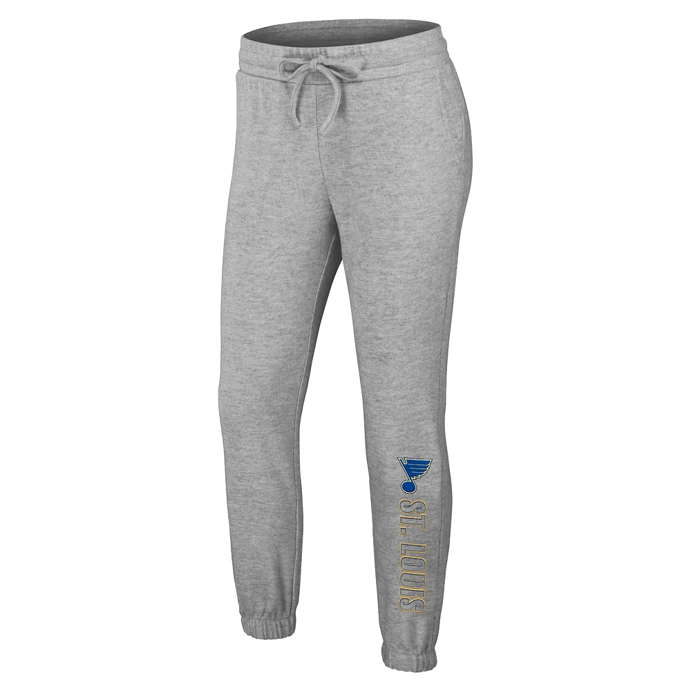 Women's WEAR by Erin Andrews Heather Gray St. Louis Blues Knit Long Sleeve Tri-Blend T-Shirt & Pants Sleep Set