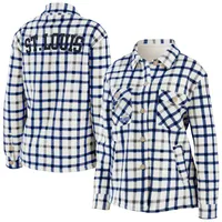 Women's Wear by Erin Andrews Oatmeal St. Louis Blues Plaid Button-Up Shirt Jacket Size: Small