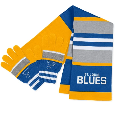 WEAR by Erin Andrews Ensemble gants et écharpe à rayures St. Louis Blues pour femmes