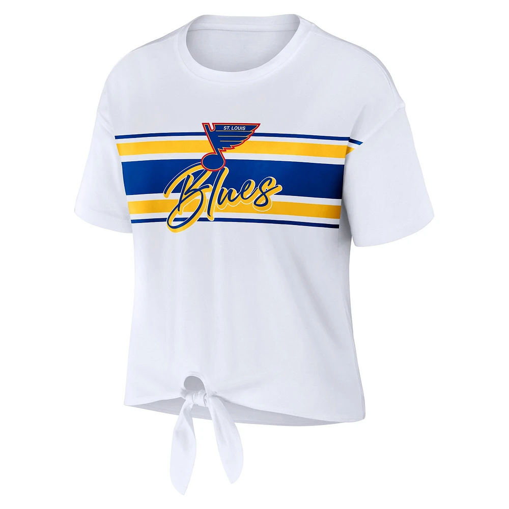 T-shirt blanc à nœud sur le devant pour femme WEAR by Erin Andrews des St. Louis Blues