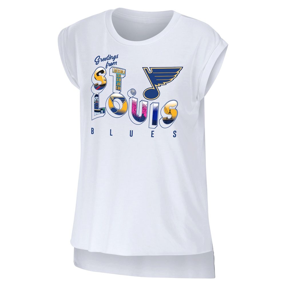 Women's WEAR by Erin Andrews White St. Louis Blues Greetings From Muscle T-Shirt