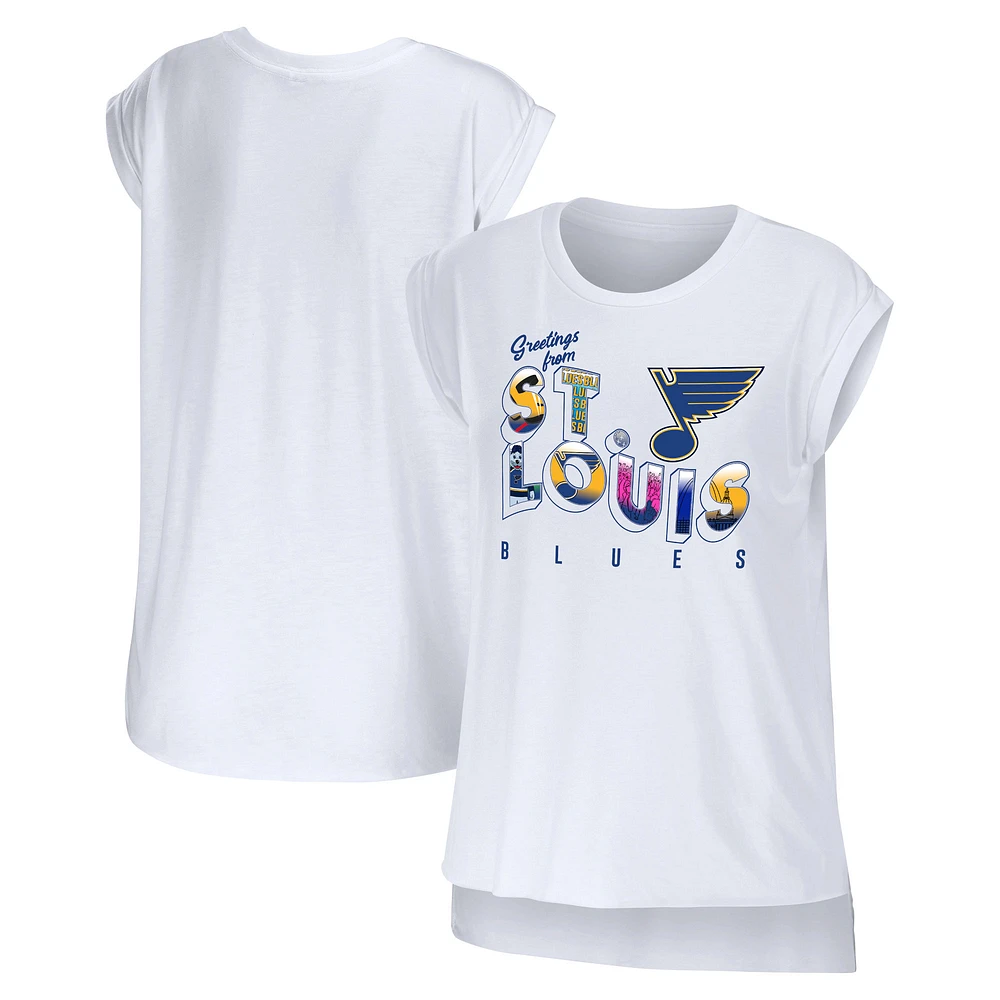 WEAR by Erin Andrews - T-shirt blanc St. Louis Blues Greetings From Muscle pour femme