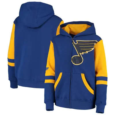 St. Louis Blues Youth Faceoff Colorblocked Fleece Full-Zip Hoodie Jacket - Blue