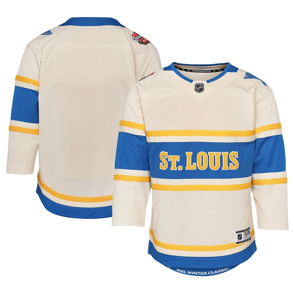 Maillot Premier de la Classique d'hiver LNH 2025 des Blues St. Louis, couleur crème pour les jeunes