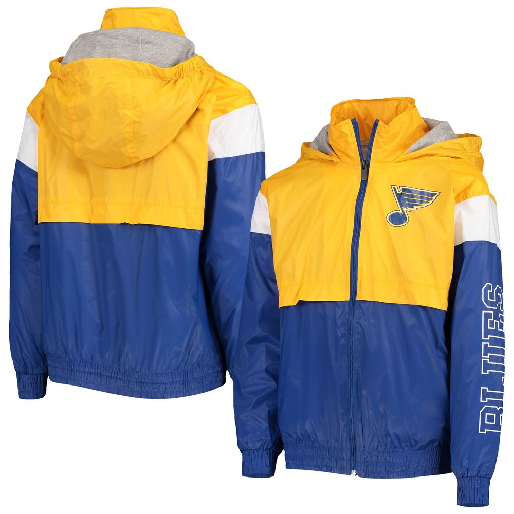 St. Louis Blues Youth Faceoff Colorblocked Fleece Full-Zip Hoodie Jacket -  Blue