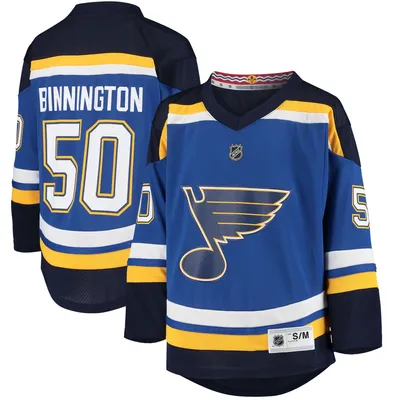 Maillot de joueur réplique à domicile Jordan Binnington bleu St. Louis Blues pour jeunes