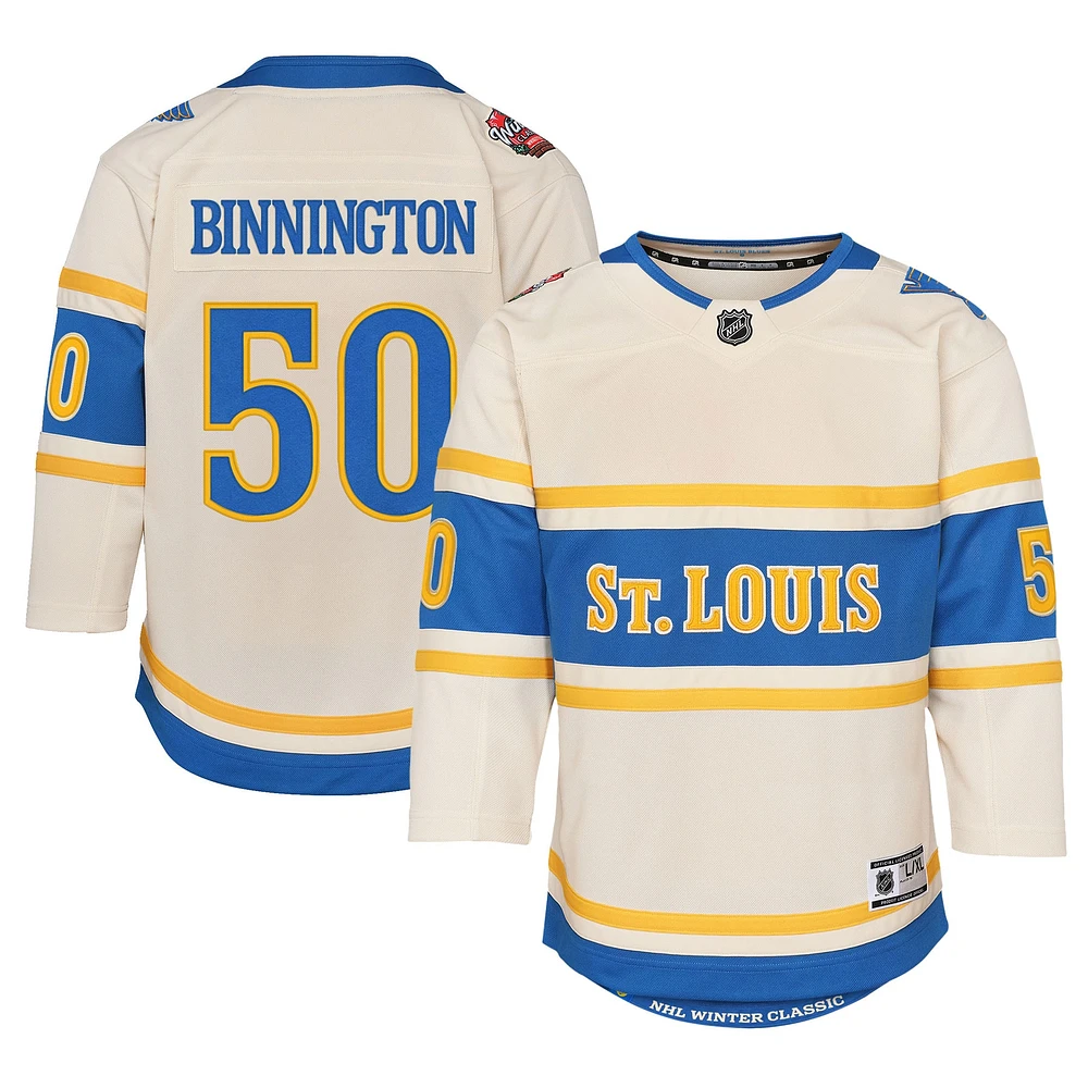 Maillot de joueur premier plan Jordan Binnington Cream St. Louis Blues 2025 NHL Winter Classic