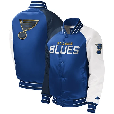 Veste universitaire bleue à boutons-pression Raglan Starter Blues St. Louis pour jeunes