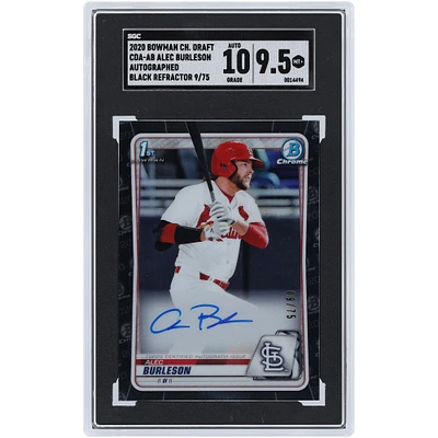 Alec Burleson St. Louis Cardinals Autographié 2020 Bowman Chrome 1er Bowman Black Refractor #CDA-AB #9/75 SGC Authentifié 9.5/10 Carte