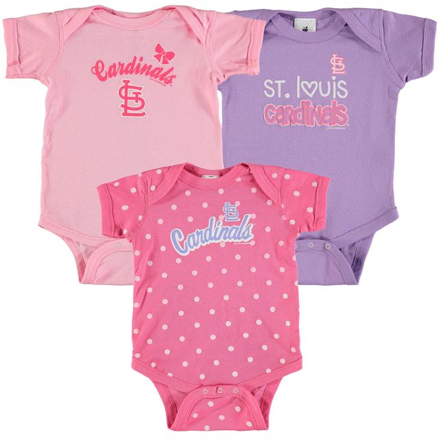 Lot de 3 bodys Rookie pour bébé Soft as a Grape rose/violet St. Louis Cardinals