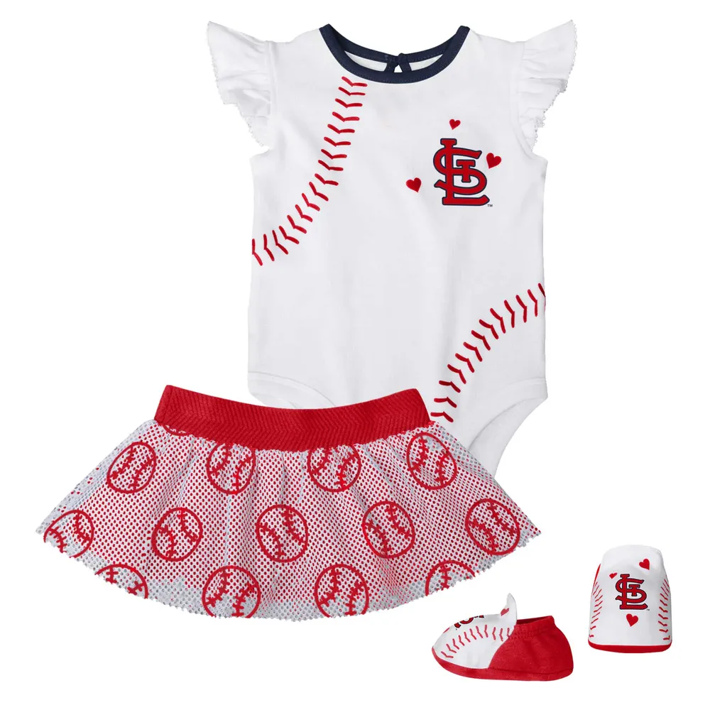 Lids St. Louis Cardinals Girls Infant Sweet Spot Three-Piece Bodysuit,  Skirt & Booties Set - White/Red