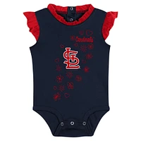 Ensemble body, bavoir et chaussons Happy Baseball Fanatics pour filles, nouveau-nés nourrissons, bleu marine, St. Louis Cardinals