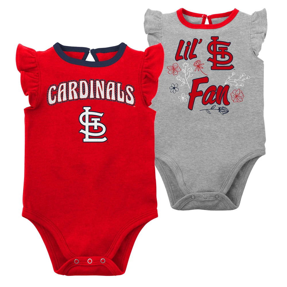 Lot de deux bodys pour nouveau-nés et bébés rouges/gris chinés St. Louis Cardinals Little Fan