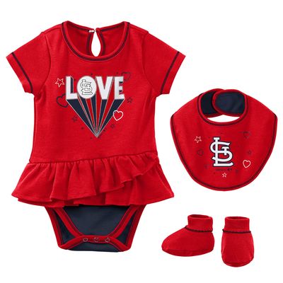 Newborn & Infant Heathered Gray St. Louis Cardinals Three-Piece Bodysuit  Bib & Bootie Set