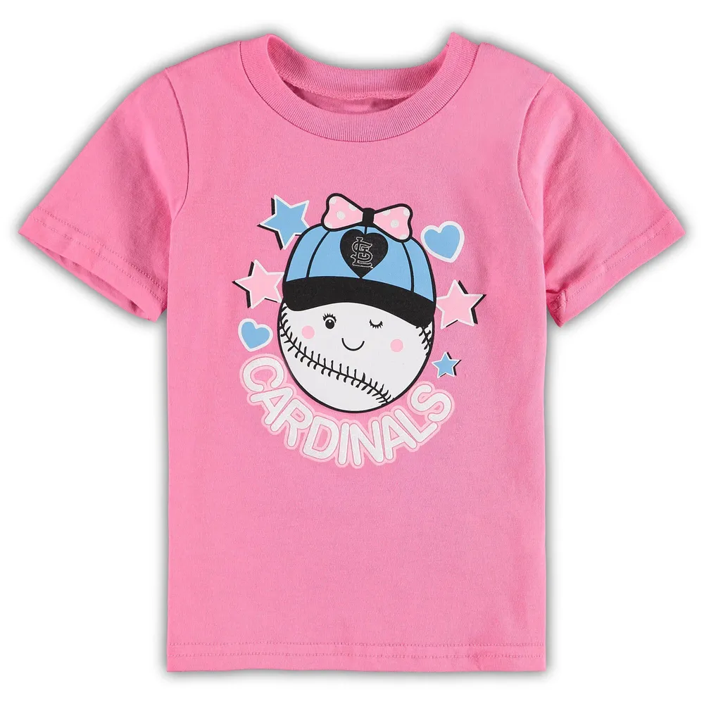 Girls Toddler Soft as a Grape Pink St. Louis Cardinals Ruffle Collar T-Shirt