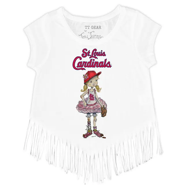 St. Louis Cardinals Baseball Bow Fringe Tee 4T / Red