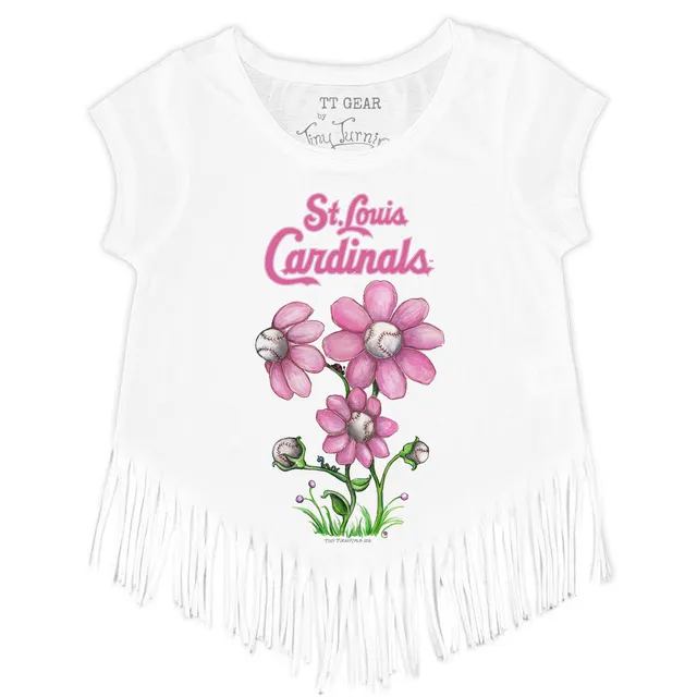 Lids St. Louis Cardinals Tiny Turnip Girls Toddler Hot Bats Fringe T-Shirt  - White