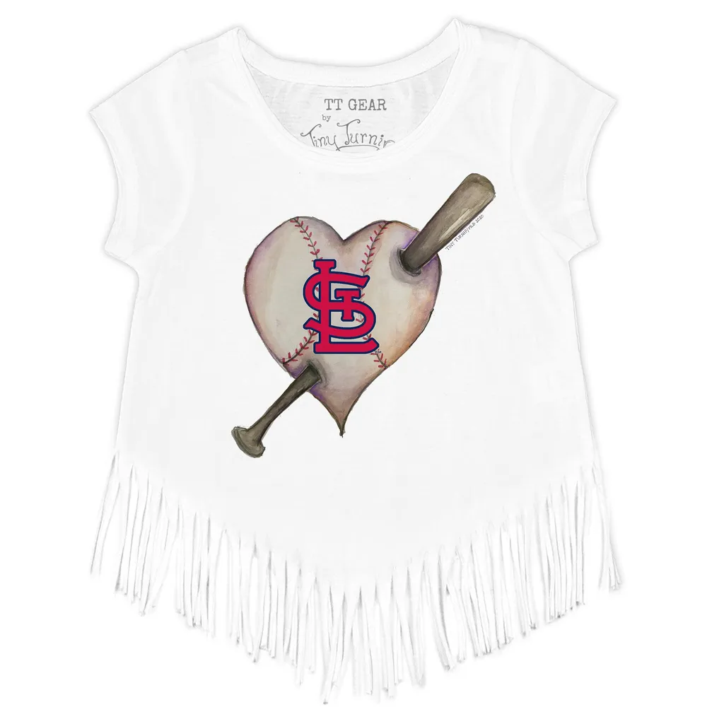 Youth Tiny Turnip White St. Louis Cardinals Heart Banner T-Shirt Size: Large