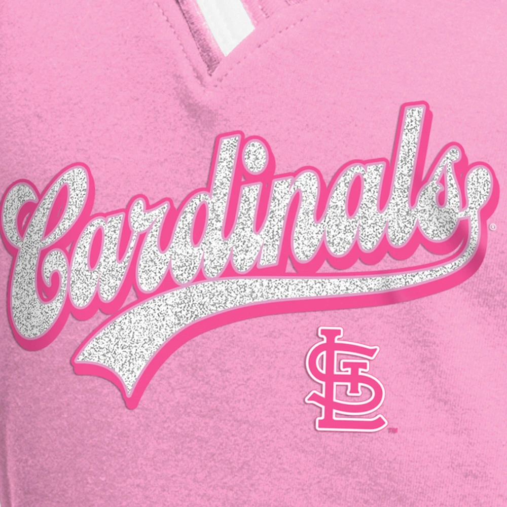 T-shirt raglan rose à col en V pour fille New Era des Cardinals de Saint-Louis